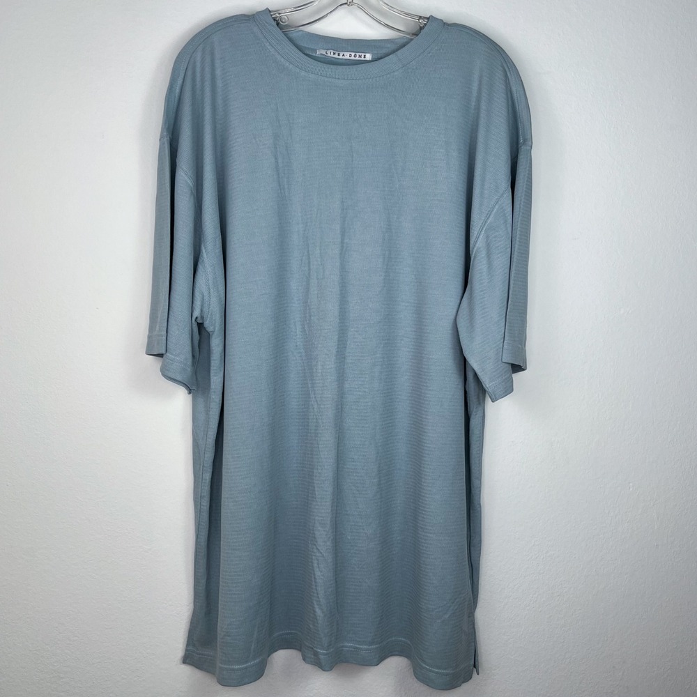 Vintage Linea Dome Men's Shirt XL New Blue Short Sleeve Textured Casual Crew